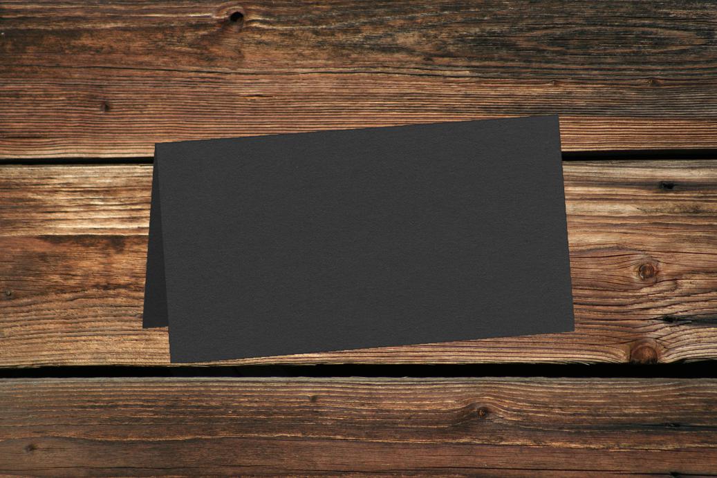 Tischkarten 50/100x100 mm Schwarz gerippt 220 g/qm